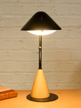 Load image into Gallery viewer, Vintage Postmodern Black & Wood Cone Desk Lamp