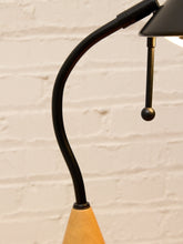 Load image into Gallery viewer, Vintage Postmodern Black & Wood Cone Desk Lamp