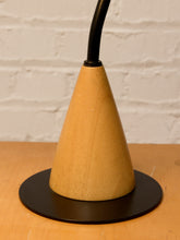 Load image into Gallery viewer, Vintage Postmodern Black & Wood Cone Desk Lamp