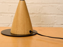 Load image into Gallery viewer, Vintage Postmodern Black & Wood Cone Desk Lamp