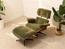 Load image into Gallery viewer, Iconic Olive Green Velvet Lounge Chair & Ottoman