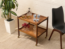Load image into Gallery viewer, Vintage Mid-Century Modern Two-Tier Wood Bar Cart