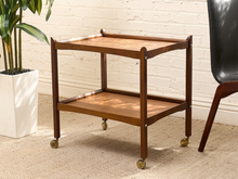 Load image into Gallery viewer, Vintage Mid-Century Modern Two-Tier Wood Bar Cart