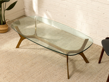 Load image into Gallery viewer, Mid-Century Style Sculptural Brass & Glass Coffee Table