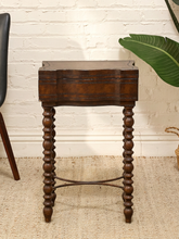 Load image into Gallery viewer, Vintage Spanish Revival Sewing Side Table with Barley Twist Legs