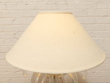 Load image into Gallery viewer, Sculptural Glass Loop Table Lamp with Clear Curved Base and Linen Shade