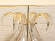 Load image into Gallery viewer, Sculptural Glass Loop Table Lamp with Clear Curved Base and Linen Shade