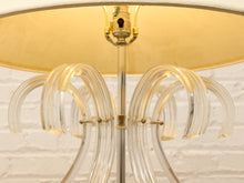 Load image into Gallery viewer, Sculptural Glass Loop Table Lamp with Clear Curved Base and Linen Shade