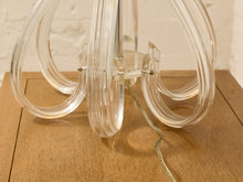 Load image into Gallery viewer, Sculptural Glass Loop Table Lamp with Clear Curved Base and Linen Shade