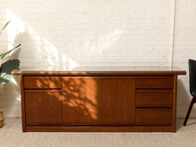 Load image into Gallery viewer, Vintage Mid-Century Modern Walnut Credenza with Glass Top