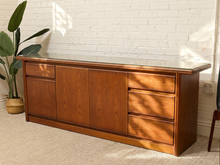 Load image into Gallery viewer, Vintage Mid-Century Modern Walnut Credenza with Glass Top