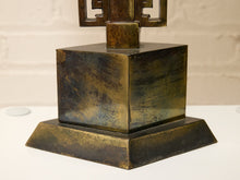 Load image into Gallery viewer, Pair of Brutalist Steel Table Lamps with Sculptural Geometric Bases