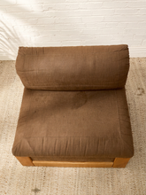 Load image into Gallery viewer, Vintage 1970s Oak Lounge Chair in Brown Upholstery