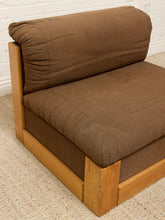 Load image into Gallery viewer, Vintage 1970s Oak Lounge Chair in Brown Upholstery