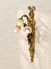 Load image into Gallery viewer, Pair Vintage Louis XVI Style Figural Three-Light Wall Sconces