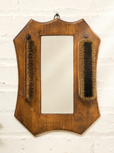 Load image into Gallery viewer, Antique Wood Shaving Mirror with Grooming Brushes