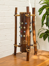 Load image into Gallery viewer, Vintage 1970s Bamboo & Rattan Sculptural Table Lamp with Glass Cabochons