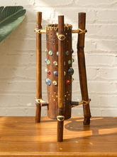 Load image into Gallery viewer, Vintage 1970s Bamboo & Rattan Sculptural Table Lamp with Glass Cabochons