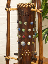 Load image into Gallery viewer, Vintage 1970s Bamboo & Rattan Sculptural Table Lamp with Glass Cabochons