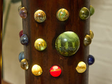 Load image into Gallery viewer, Vintage 1970s Bamboo & Rattan Sculptural Table Lamp with Glass Cabochons