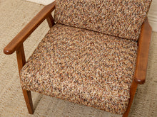 Load image into Gallery viewer, Vintage Mid-Century Modern Walnut Armchair in Textured Brown Upholstery