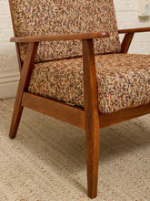 Load image into Gallery viewer, Vintage Mid-Century Modern Walnut Armchair in Textured Brown Upholstery