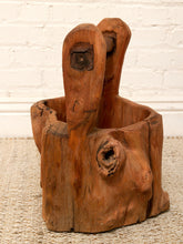 Load image into Gallery viewer, Vintage Rustic Hand-Carved Log Wood Bucket with Handle