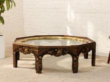 Load image into Gallery viewer, Vintage Chinoiserie Octagonal Glass Top Coffee Table