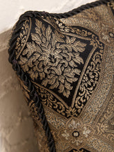 Load image into Gallery viewer, Palazzo Damask Accent Pillow with Black Cord Trim