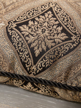 Load image into Gallery viewer, Palazzo Damask Accent Pillow with Black Cord Trim