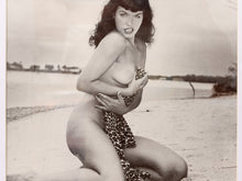 Load image into Gallery viewer, Vintage Betty Page Black and White Leopard Bikini Photograph