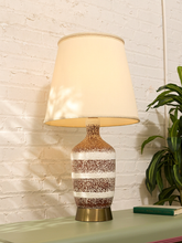 Load image into Gallery viewer, Vintage Textured Ceramic Table Lamp with Brown and White Stripes
