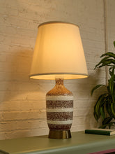 Load image into Gallery viewer, Vintage Textured Ceramic Table Lamp with Brown and White Stripes