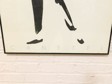 Load image into Gallery viewer, A framed black and white art print of Giacomo Puccini's 'Canetti' featuring abstract brushstrokes of a violin and sheet music on a white brick wall background.