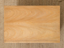 Load image into Gallery viewer, A rectangular blank wooden box lid with a natural light tan wood grain pattern, shown from a top-down view on a textured beige burlap background.
