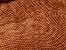 Load image into Gallery viewer, Close-up of a brown ribbed corduroy fabric with a tufted surface.