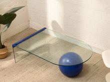 Load image into Gallery viewer, Vintage Postmodern Cobalt Blue and Bent Glass Coffee Table