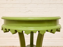 Load image into Gallery viewer, Vintage 1970s Scalloped Round Side Table in Chartreuse Green