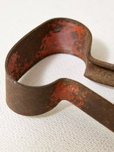 Load image into Gallery viewer, Antique primitive metal sheep shears with tapered blades, spring handles, and heavily aged rusted patina
