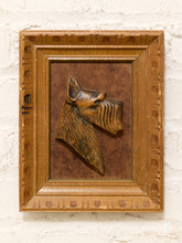 Load image into Gallery viewer, Vintage Scottish Terrier dog profile in raised relief displayed in a carved brown wood frame