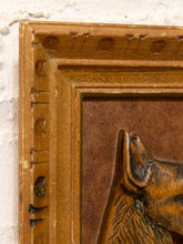 Load image into Gallery viewer, Vintage Scottish Terrier dog profile in raised relief displayed in a carved brown wood frame