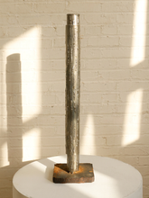 Load image into Gallery viewer, Brutalist welded steel sculpture with vertical tubular pipes of varying heights on a square metal base