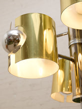 Load image into Gallery viewer, Vintage Brass & Chrome Multi-Light Space Age Chandelier