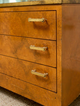 Load image into Gallery viewer, Vintage Burl Wood & Brass Rolling Display Cabinet