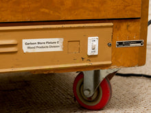 Load image into Gallery viewer, Vintage Burl Wood & Brass Rolling Display Cabinet
