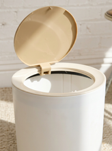 Load image into Gallery viewer, Modern White Trash Can with Wood Lid & Legs