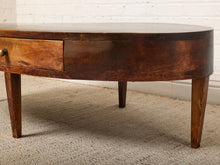 Load image into Gallery viewer, Image 8 of 16: Vintage Mid-Century Modern Oval Wood Coffee Table with Drawer