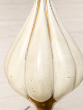 Load image into Gallery viewer, Image 16 of 19: Mid-Century Sculptural Brass & Ivory Table Lamp with Blue Shade