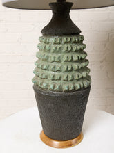 Load image into Gallery viewer, Image 13 of 17: Vintage Textured Sage Green & Charcoal Brown Table Lamp