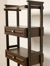 Load image into Gallery viewer, Image 12 of 25: Vintage Dark Wood Étagère Bookshelf with Drawers and Cabinet